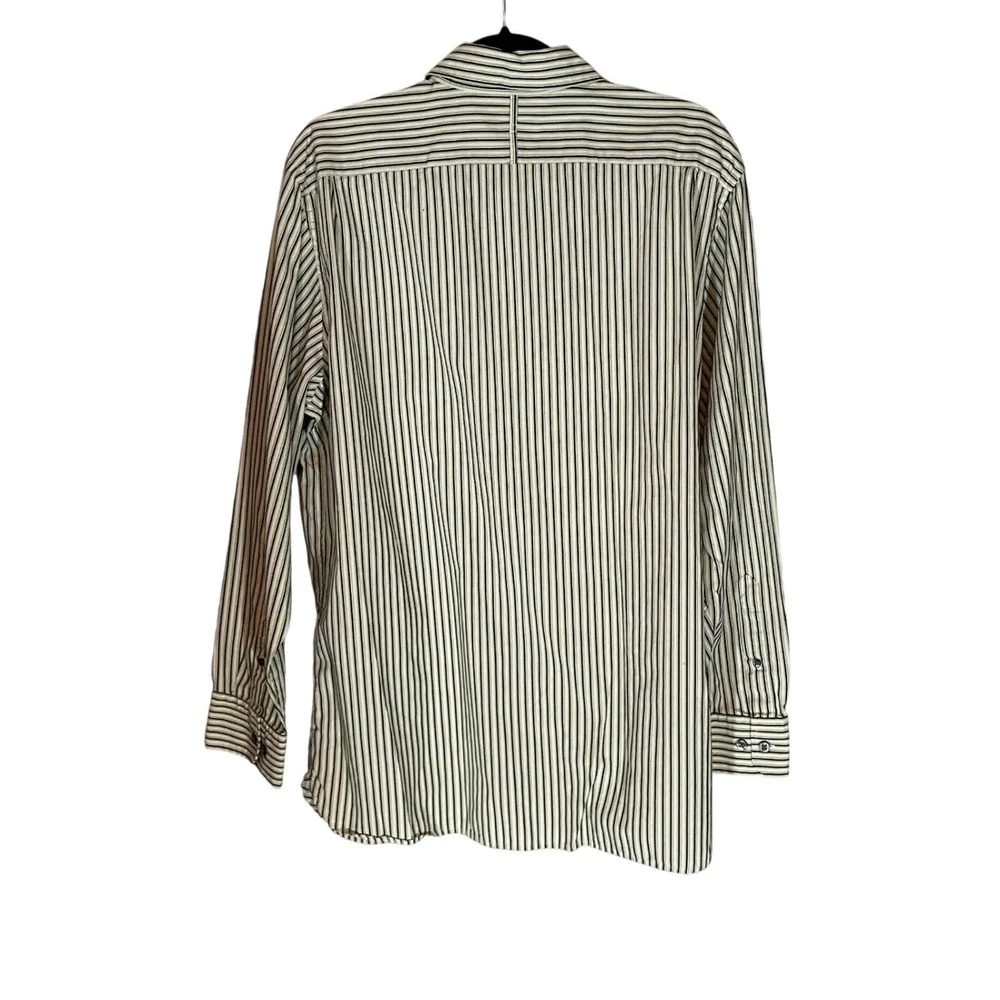 Banana Republic Mens Cotton L Green Striped Long Sleeve Button Down Academia